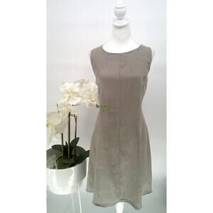 Piazza Del Tempo Womens Beige Linen Cottagecore Frayed Hem A-Line Dress Size M